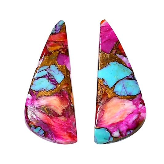 Kingman Orange Dahlia Turquoise Pair 11x27.2x3.3 mm Fancy Shape Polished Gemstone LS78-04897