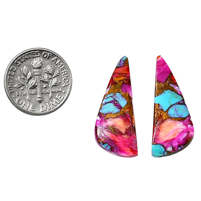 Kingman Orange Dahlia Turquoise Pair 11x27.2x3.3 mm Fancy Shape Polished Gemstone LS78-04897