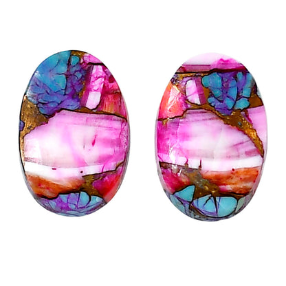 Kingman Orange Dahlia Turquoise Pair 13.1x19.1x4 mm Oval Shape Polished Gemstone LS78-04905