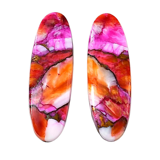 Kingman Orange Dahlia Turquoise Pair 9.3x28x3 mm Oval Shape Polished Gemstone LS78-04906