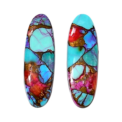 Kingman Orange Dahlia Turquoise Pair 8.25x25x3 mm Oval Shape Polished Gemstone LS78-04911