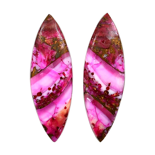 Kingman Pink Dahlia Turquoise Pair 10.5x31.8x3 mm Marquise Shape Polished Gemstone LS78-04949