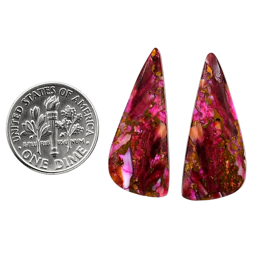 Kingman Pink Dahlia Turquoise Pair 12.1x28.8x3 mm Fancy Shape Polished Gemstone LS78-04950