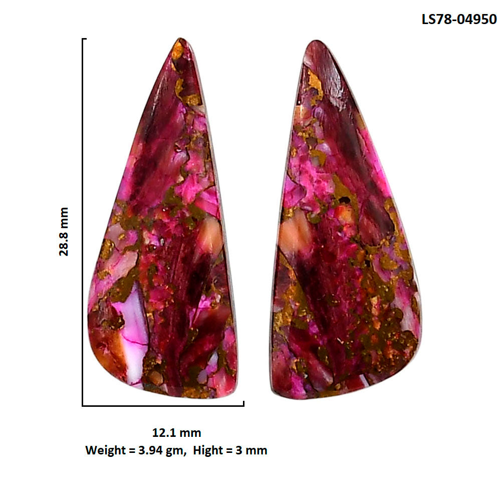 Kingman Pink Dahlia Turquoise Pair 12.1x28.8x3 mm Fancy Shape Polished Gemstone LS78-04950