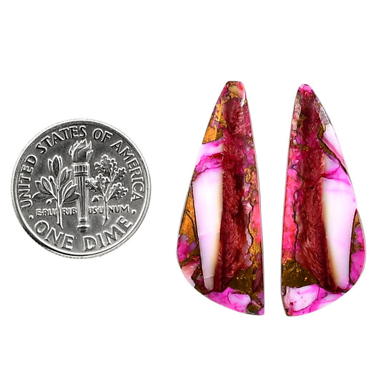 Kingman Pink Dahlia Turquoise Pair 11x29.8x3 mm Fancy Shape Polished Gemstone LS78-04960