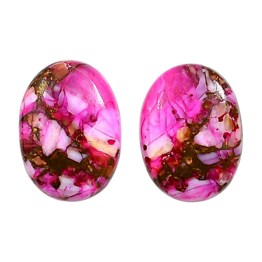 Kingman Pink Dahlia Turquoise Pair 14.6x19.3x4.5 mm Oval Shape Polished Gemstone LS78-04961