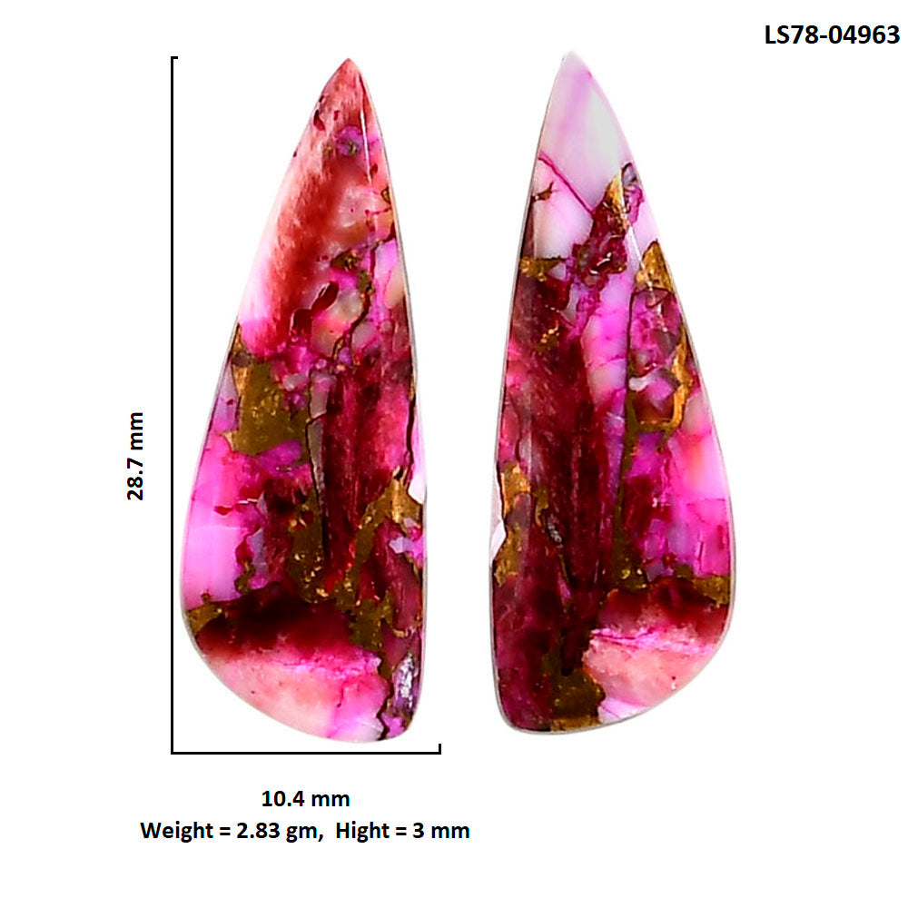 Kingman Pink Dahlia Turquoise Pair 10.4x28.7x3 mm Fancy Shape Polished Gemstone LS78-04963