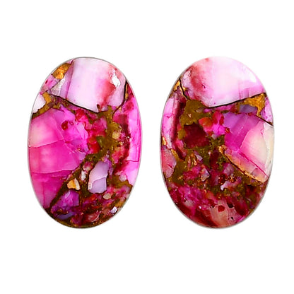 Kingman Pink Dahlia Turquoise Pair 14x21.5x3 mm Oval Shape Polished Gemstone LS78-04965