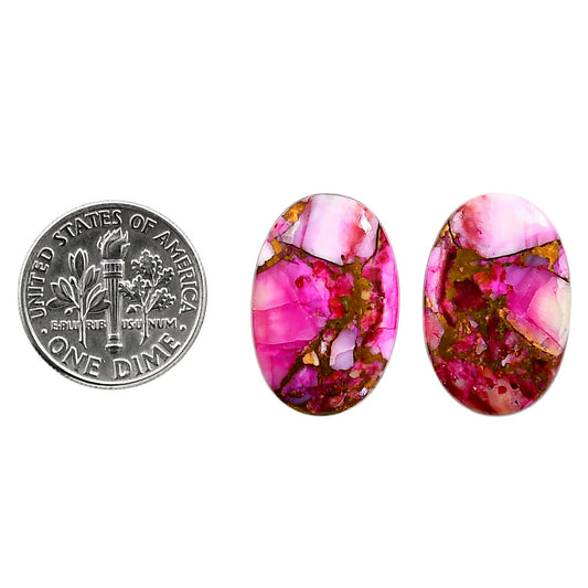 Kingman Pink Dahlia Turquoise Pair 14x21.5x3 mm Oval Shape Polished Gemstone LS78-04965