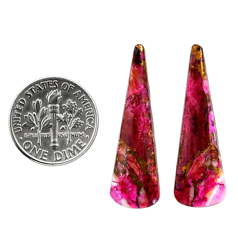 Kingman Pink Dahlia Turquoise Pair 10.2x32.5x3 mm Fancy Shape Polished Gemstone LS78-04966