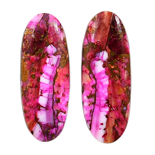 Kingman Pink Dahlia Turquoise Pair 11x29x3 mm Oval Shape Polished Gemstone LS78-04968
