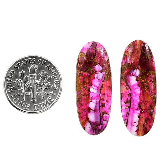 Kingman Pink Dahlia Turquoise Pair 11x29x3 mm Oval Shape Polished Gemstone LS78-04968