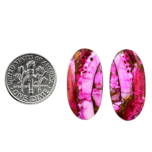 Kingman Pink Dahlia Turquoise Pair 12.5x24.65x3 mm Oval Shape Polished Gemstone LS78-04969