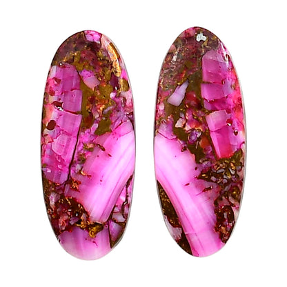 Kingman Pink Dahlia Turquoise Pair 11.2x27.1x3.5 mm Oval Shape Polished Gemstone LS78-04970