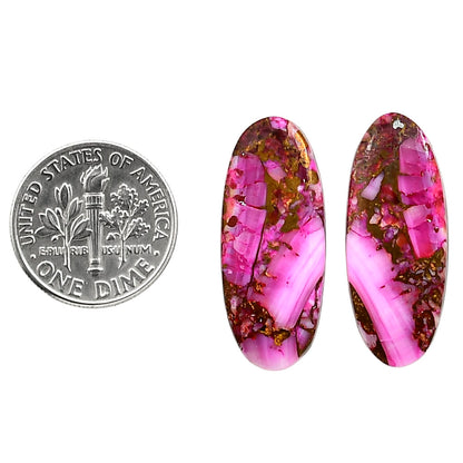 Kingman Pink Dahlia Turquoise Pair 11.2x27.1x3.5 mm Oval Shape Polished Gemstone LS78-04970