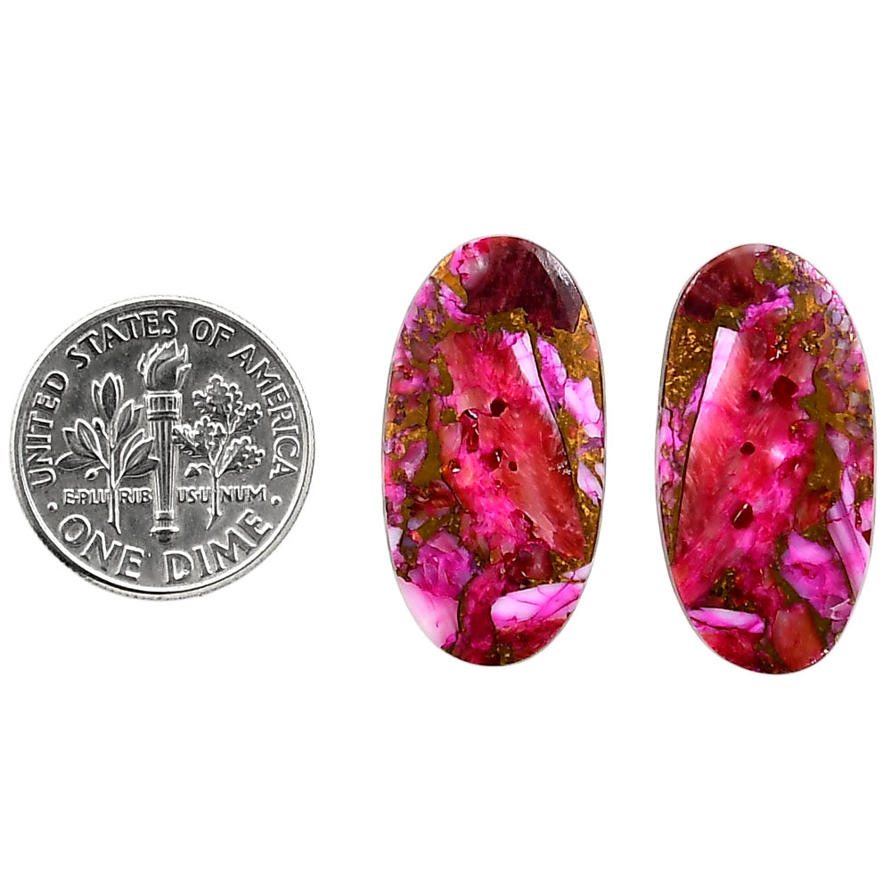 Kingman Pink Dahlia Turquoise Pair 13.15x25.33x3 mm Oval Shape Polished Gemstone LS78-04972