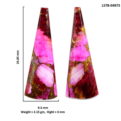 Kingman Pink Dahlia Turquoise Pair 9.3x25.85x3 mm Fancy Shape Polished Gemstone LS78-04973