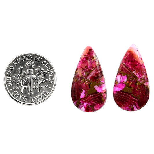 Kingman Pink Dahlia Turquoise Pair 12.3x22.8x3 mm Pear Shape Polished Gemstone LS78-04975