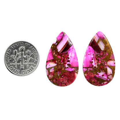 Kingman Pink Dahlia Turquoise Pair 16.6x27.65x3 mm Pear Shape Polished Gemstone LS78-04976