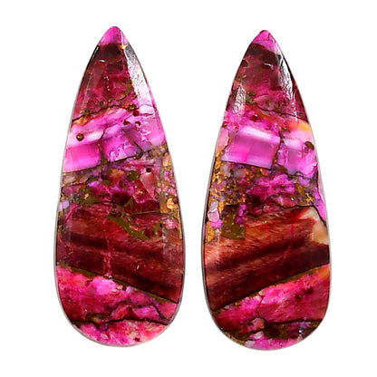 Kingman Pink Dahlia Turquoise Pair 12.7x30.9x3.5 mm Pear Shape Polished Gemstone LS78-04977