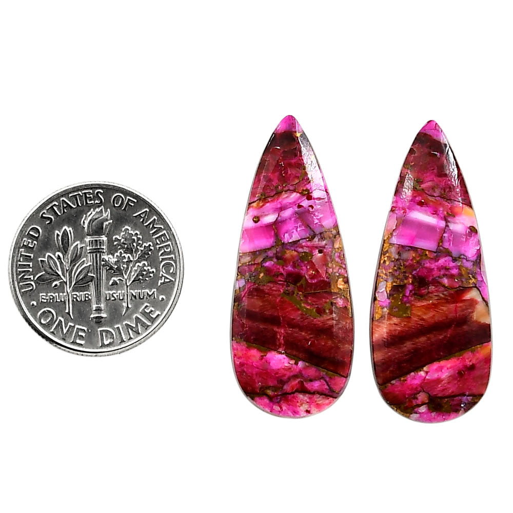 Kingman Pink Dahlia Turquoise Pair 12.7x30.9x3.5 mm Pear Shape Polished Gemstone LS78-04977
