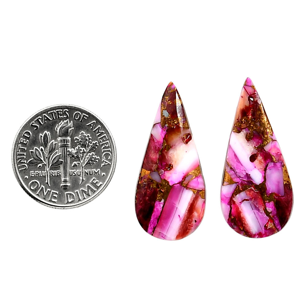 Kingman Pink Dahlia Turquoise Pair 12.4x27.2x3 mm Pear Shape Polished Gemstone LS78-04978