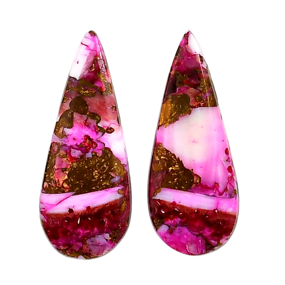 Kingman Pink Dahlia Turquoise Pair 11.5x28.4x3 mm Pear Shape Polished Gemstone LS78-04979