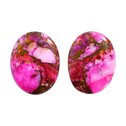 Kingman Pink Dahlia Turquoise Pair 14.7x19x3 mm Oval Shape Polished Gemstone LS78-04982