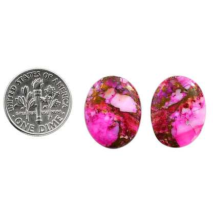 Kingman Pink Dahlia Turquoise Pair 14.7x19x3 mm Oval Shape Polished Gemstone LS78-04982