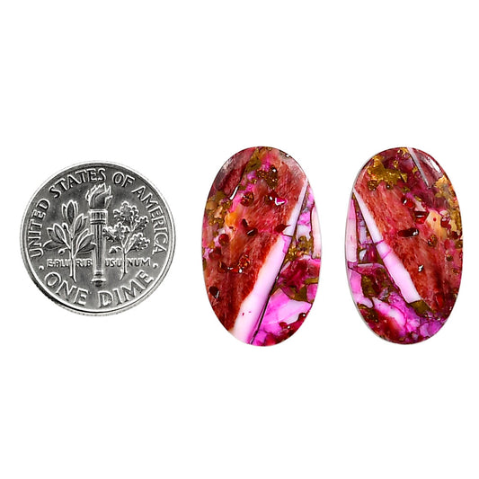 Kingman Pink Dahlia Turquoise Pair 13.8x23x3 mm Oval Shape Polished Gemstone LS78-04983