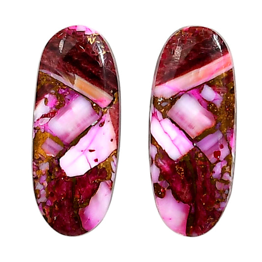 Kingman Pink Dahlia Turquoise Pair 10.6x25.4x3.5 mm Oval Shape Polished Gemstone LS78-04985