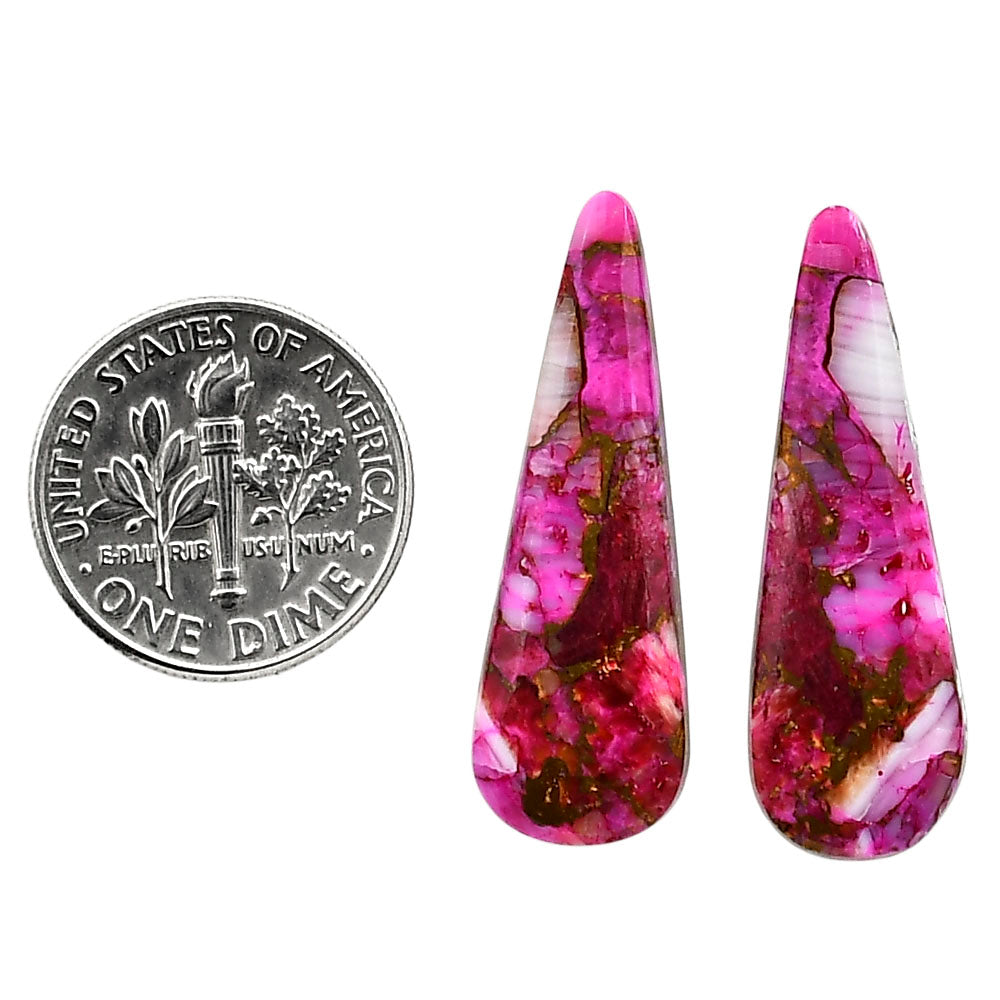 Kingman Pink Dahlia Turquoise Pair 10.2x30.4x3 mm Fancy Shape Polished Gemstone LS78-04986