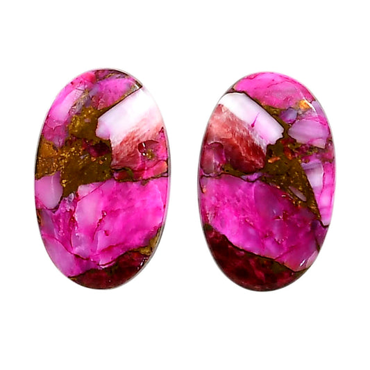 Kingman Pink Dahlia Turquoise Pair 13.5x21.7x3 mm Oval Shape Polished Gemstone LS78-04987
