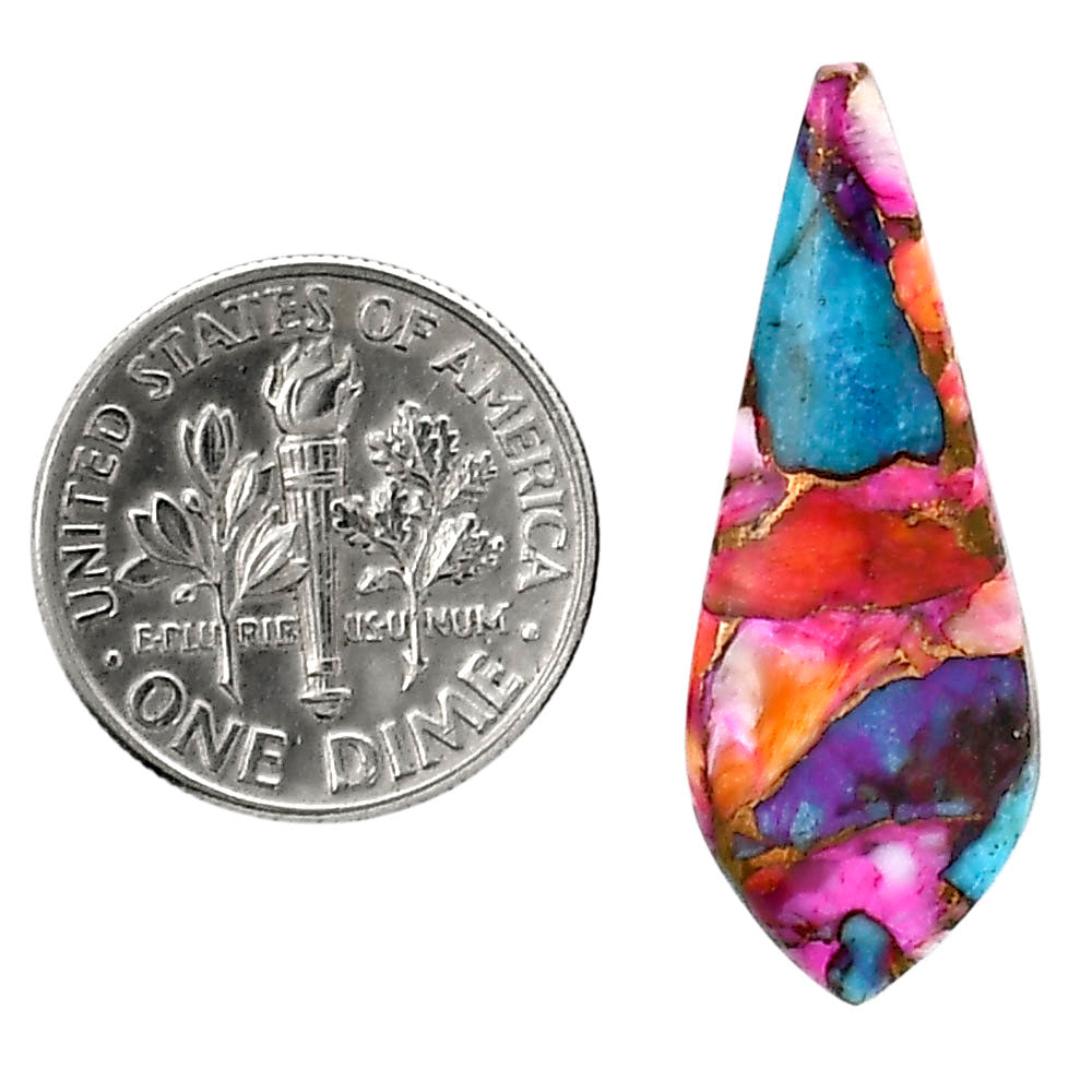 Kingman Orange Dahlia Turquoise 11.2x29.5x3.7 mm Fancy Shape Polished Gemstone LS78-05317