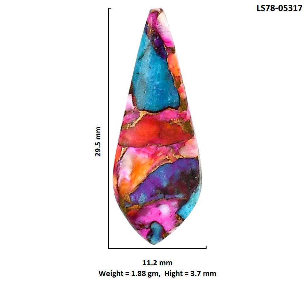 Kingman Orange Dahlia Turquoise 11.2x29.5x3.7 mm Fancy Shape Polished Gemstone LS78-05317