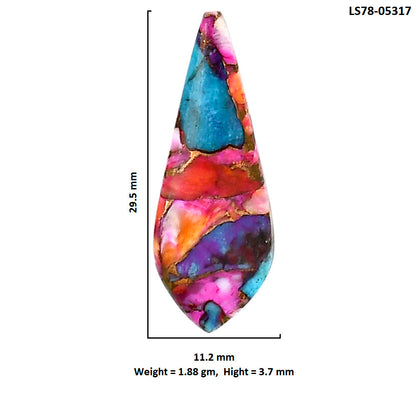 Kingman Orange Dahlia Turquoise 11.2x29.5x3.7 mm Fancy Shape Polished Gemstone LS78-05317