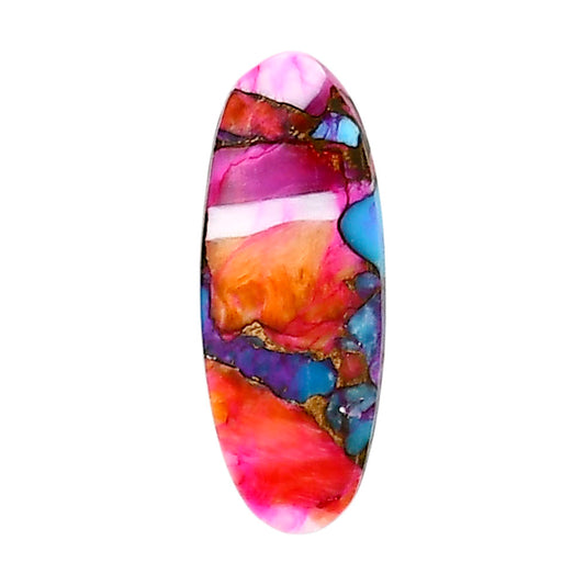 Kingman Orange Dahlia Turquoise 10.3x26.4x2.8 mm Oval Shape Polished Gemstone LS78-05320