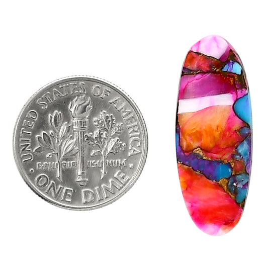 Kingman Orange Dahlia Turquoise 10.3x26.4x2.8 mm Oval Shape Polished Gemstone LS78-05320