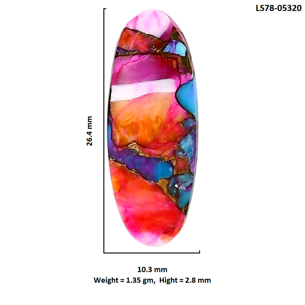 Kingman Orange Dahlia Turquoise 10.3x26.4x2.8 mm Oval Shape Polished Gemstone LS78-05320