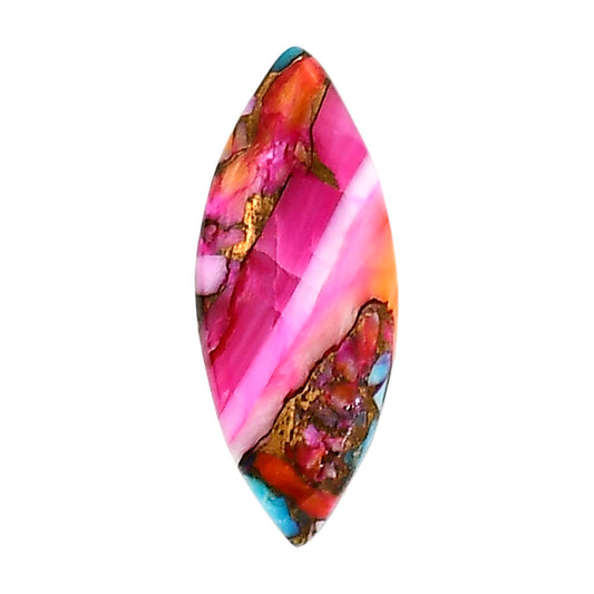 Kingman Orange Dahlia Turquoise 10.8x26.4x3.4 mm Marquise Shape Polished Gemstone LS78-05322