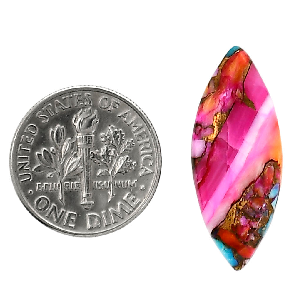 Kingman Orange Dahlia Turquoise 10.8x26.4x3.4 mm Marquise Shape Polished Gemstone LS78-05322