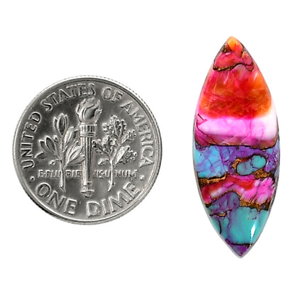 Kingman Orange Dahlia Turquoise 10.5x26.6x3 mm Marquise Shape Polished Gemstone LS78-05324