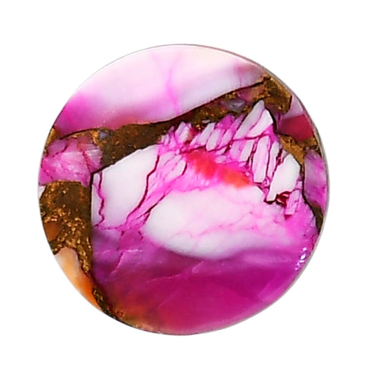 Kingman Orange Dahlia Turquoise 18.4x18.5x3.4 mm Round Shape Polished Gemstone LS78-05326