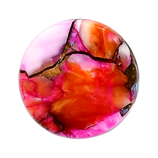Kingman Orange Dahlia Turquoise 16.4x16.5x3.5 mm Round Shape Polished Gemstone LS78-05327