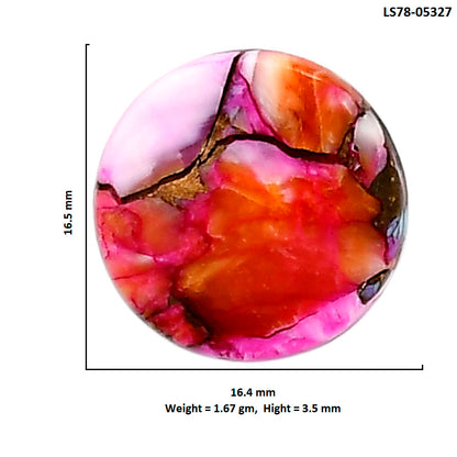 Kingman Orange Dahlia Turquoise 16.4x16.5x3.5 mm Round Shape Polished Gemstone LS78-05327