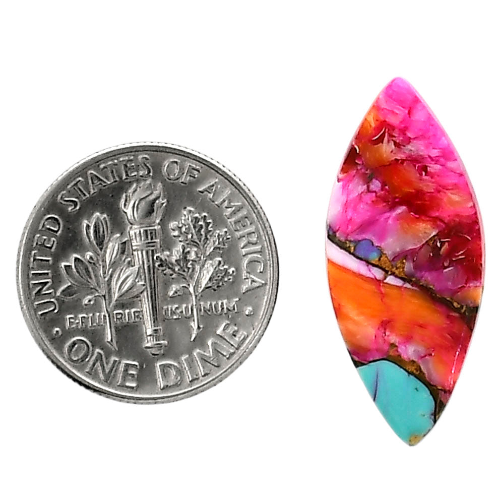 Kingman Orange Dahlia Turquoise 11x25.1x3 mm Marquise Shape Polished Gemstone LS78-05328