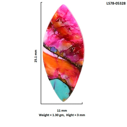 Kingman Orange Dahlia Turquoise 11x25.1x3 mm Marquise Shape Polished Gemstone LS78-05328