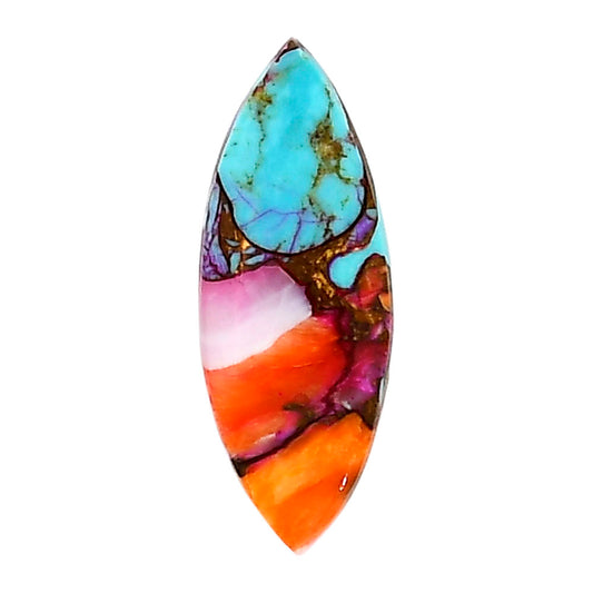 Kingman Orange Dahlia Turquoise 10.4x27.75x3.5 mm Marquise Shape Polished Gemstone LS78-05329