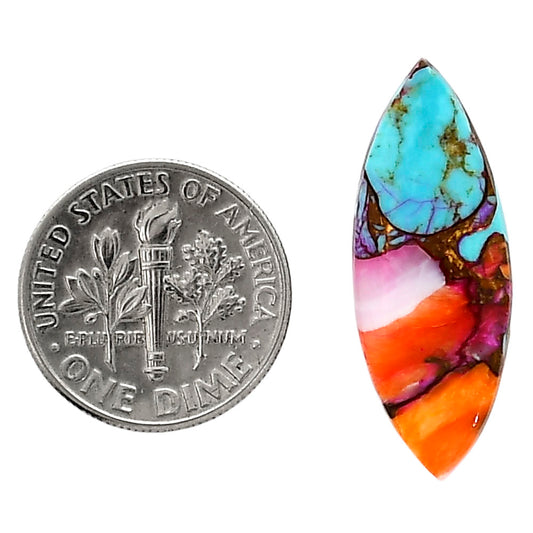 Kingman Orange Dahlia Turquoise 10.4x27.75x3.5 mm Marquise Shape Polished Gemstone LS78-05329