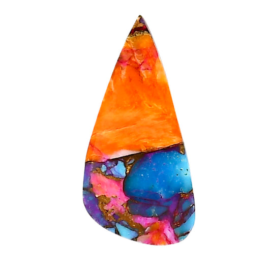 Kingman Orange Dahlia Turquoise 13x27.1x2.5 mm Pear Shape Polished Gemstone LS78-05331